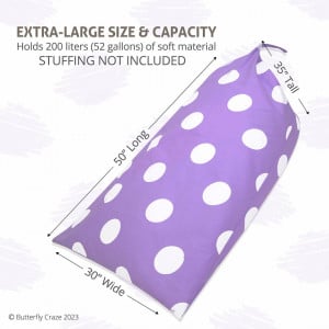 Husa pentru Bean Bag Butterfly, panza/bumbac, alb/violet, 76,2 x 127 x 88,9 cm - Img 4