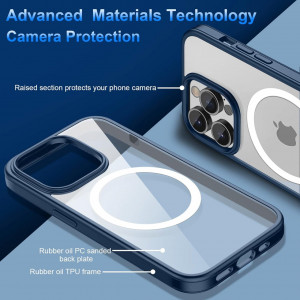 Husa pentru iPhone 13 Pro UNDEUX, piele PU, albastru, 6,1 inchi - Img 3