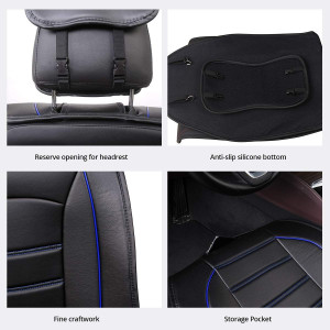 Husa scaun auto pentru camioane si SUV-uri TOYOUN, piele PU, negru/albastru, 132 x 54 cm - Img 4