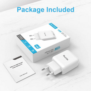 Incarcator cu cablu USB C Quntis, incarcare rapida, 18 W, alb, ABS - Img 3