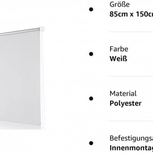 Jaluzea cu role fara foraj pentru ferestre/usi Sekey, poliester, alb, 150 x 85 cm - Img 2
