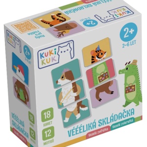 Joc educational pentru copii, Animale Mix and Match, KuKiKuk Efko, 18 piese mari, carton gros, animatii colorate haioase, varsta 2-6 ani - Img 1