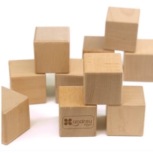 Joc educativ pentru copii si copii nevoi speciale didactic, Andreu Toys, senzorial, 10 cuburi din lemn natur cu 5 sunete