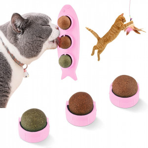 Jucarie cu bile capnic pentru pisici Tlater, roz, 19 x 7 x 6 cm