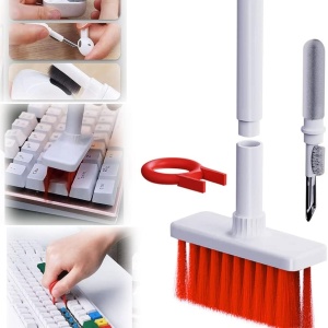 Kit 3 in 1 pentru curatare tastatura/casti Bloook, plastic/burete/nailon, alb/rosu/gri