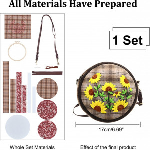 Kit de broderie artizanala WADORN, model floarea-soarelui, poliester/plastic/metal, multicolor - Img 5