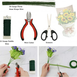 Kit de instrumente si accesorii pentru aranjament floral EDATOFLY, metal/PVC, verde - Img 2