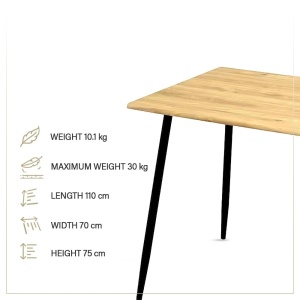 Kiwari Brik masa dining/birou, MDF/metal, 110x70x75cm, 10.1kg, capacitate 30kg, stil contemporan, lemn natural/negru - Verificat A · Re-Bloom - Img 4
