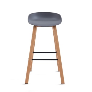 Kiwari Nok set 2 scaune, sezut PP/picioare metal aspect fag, 43x36x86cm, 5.4kg, capacitate 120kg, ergonomic, gri - Verificat A · Re-Bloom - Img 5