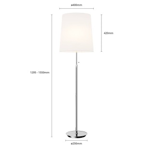 Lampadar Lucande Premium, reglabila pe inaltime 1.30 - 1.55m, abajur 42 x 40cm ALB, soclu E27 - Img 4