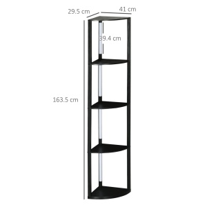 Lampadar modern cu rafturi, LED, MDF, negru, 41 x 29,5 x 163,5 cm, Resigilat, Grad A - Img 3