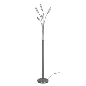 Lampadar Reed, 5 lumini, metal/polietilena, argintiu, 31 x 196 x 86 cm