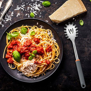 Lingura pentru spaghete Butyeak, otel inoxidabil, argintiu/gri, 31,6 x 6,4 x 4 cm - Img 3