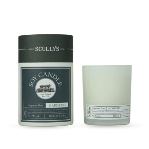 Lumânare din Soia Gardenia, Scullys, 180 g, 40h