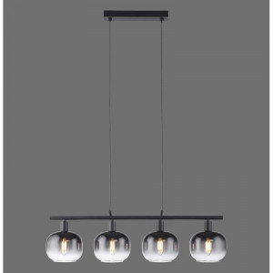 Lustra cu 4 lumini Zea, metal/sticla, negru, 60-120 x 68 cm 