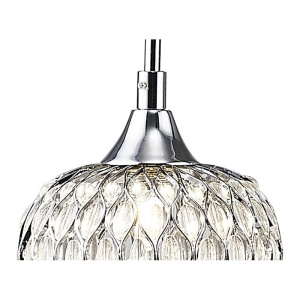 Lustra pendul Chelsie cu 3 lumini crom lucios si abajururi sticla transparenta, design modern reglabil inaltime 25-150cm