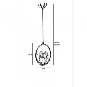 Lustra tip pendul DeMontfort, lemn/metal/sticla, alb/auriu, 30 x 80 cm