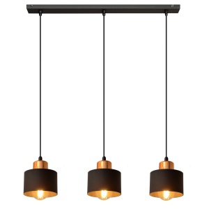 Lustra tip pendul Elkin, 3 lumini, metal, negru/cupru, 80 x 12 x 60 cm