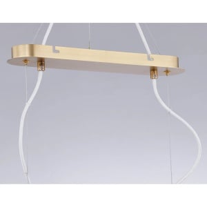 Lustra tip pendul Le Roux, 3 lumini, metal/bumbac, alb/auriu, 80 x 28 x 150 cm