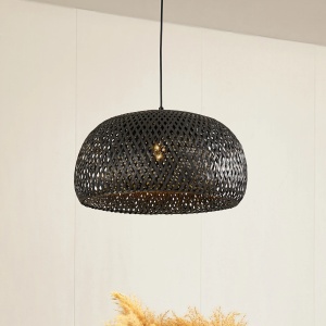 Lustra tip pendul Lindby Eskil, bambus, negru, 46,5 x 150 cm - Img 6
