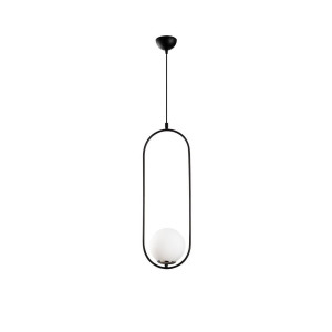 Lustra tip pendul Model 7, metal/sticla, negru/alb, 20 x 15 x 66-146 cm