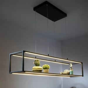 Lustra tip pendul Paul Neuhaus, LED, metal/acril, negru, 105 x 20 x 120 cm