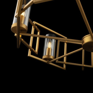 Lustra tip pendul Ripley, 6 lumini, metal/sticla, auriu, 66,5 x 20 x 58,5-138,5 cm