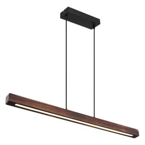 Lustra tip pendul Tibeon, LED, metal/plastic/lemn masiv, maro inchis/negru, 8 x 120 x 90 cm