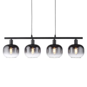 Lustra tip pendul Zea, 4 lumini, metal/sticla, negru/gri, 68 x 14 x 120 cm