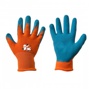 Manusi de protectie pentru copii Arbeitsbedarf24, poliester/latex, portocaliu/albastru, 3 ani - Img 1