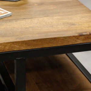 Masă de cafea Kayo, metal/lemn, maro/neagra, 47 x 60 x 60 cm - Img 2