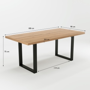Masa fixa 180 cm stejar/negru U Colton - Img 2