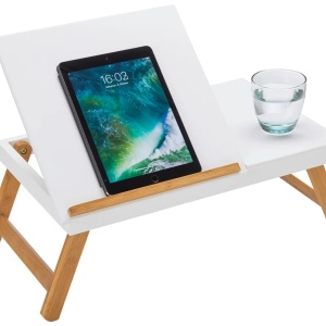 Masă pentru laptop în culori albe/naturale, 53/20,5-43/33 cm - Img 1