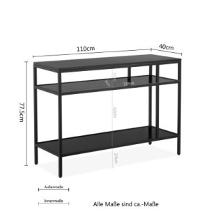 Masa tip consola Guido Maria, metal/MDF, negru, 110 x 40 x 77,5 cm