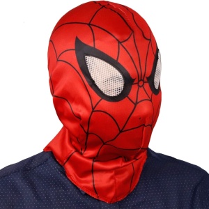 Masca pentru Halloween Molezu, model Spiderman, textil, rosu/negru/alb, marimea L