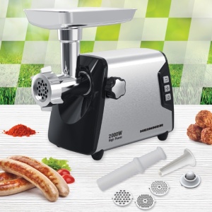 Masina de tocat Heinner HMG-Y2000SS, 2000W, angrenaj metalic si carcasa din aluminiu, capacitate tocare de 3kg/min, cutit inox, 3 site metalice, buton switch cu 2 viteze, functie reverse, carcasa inox, negru/argintiu, RESIGILAT, 1 AN GARANTIE - Img 2