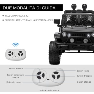 Masina electrica copii Re-Bloom, 12V 4.5AH 2x35W, PP/otel, 100x64.2x71 cm, telecomanda, faruri, 3-5 km/h, autonomie, varsta 3-6 ani, 30 kg, negru - Verificat A · Re-Bloom - Img 4