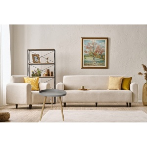 Masuta cafea rotunda, AB360, cadru lemn, blat polipropilena, 49.5x44.5 cm, gri - Img 3