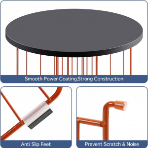 Masuta laterala APEXCHASER, metal, negru/portocaliu, 43,6 x 47,4 cm