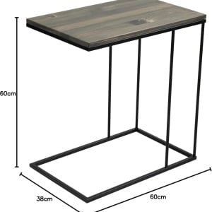 Masuta laterala JetDesign, lemn/metal, negru/maro inchis, 60 x 38 x 60 cm