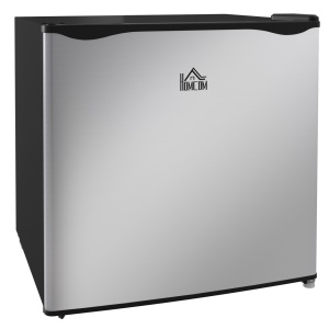 Mini congelator 35L cu raft detasabil, usa reversibila, otel/plastic, 47x44.2x48.8cm, Argintiu/Negru - Verificat A · Re-Bloom