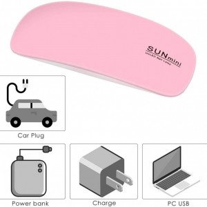 Mini lampa UV pentru unghii cu gel SharpCost, 6 W, USB, LED, roz, 13 x 6,8 x 5,8 cm - Img 6