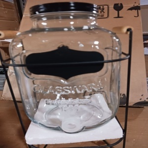 Navaris dozator bauturi sticla sodocalcica cu suport/robinet otel inoxidabil, 5L, recipient Ø9.5x27cm, total 21x18.5x34.5cm, capac filet anti-insecte, transparent - Verificat A · Re-Bloom - Img 6