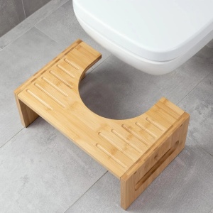 Navaris scaunel WC din bambus, suport picioare, antiderapant, 43.5x28x18.3cm, Maro - Verificat A · Re-Bloom - Img 6