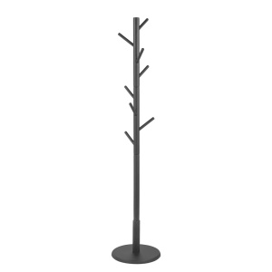 Nootas cuier 36x170x36 cm, lemn masiv lacuit, partial asamblat, negru - Verificat A · Re-Bloom - Img 1
