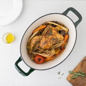 Oala antiaderenta din fonta Navaris pentru plite/cuptoare - 45cm - 7.7L - Verde, Resigilat, Grad A - Img 4