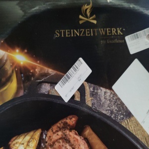 Oala cu capac Steinzeitwerk din fonta emailata, 6 l, 8kg, 2in1, pentru cuptor, plita, gaz, electric, cu inductie, ovala, 35x25x17 cm, Rosu, Resigilat, Grad A - Img 6