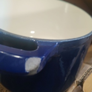 Oala fonta emailata Navaris, albastru, cu capac, pentru cuptor, plita, gaz, electric, cu inductie, cu infrarosu, 24 cm, 3.5 l, Resigilat, Grad B - Img 6