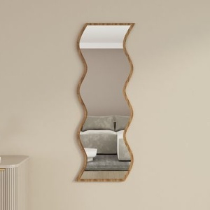 Oglinda de perete Re-Bloom, MDF/sticla, alb/nuc, 40 x 120 x 2,2 cm - Img 4