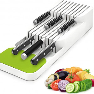Organizator cu 2 nivele pentru 18 cutite EUBSWA, PP, alb, 35 x 12 x 5 cm 